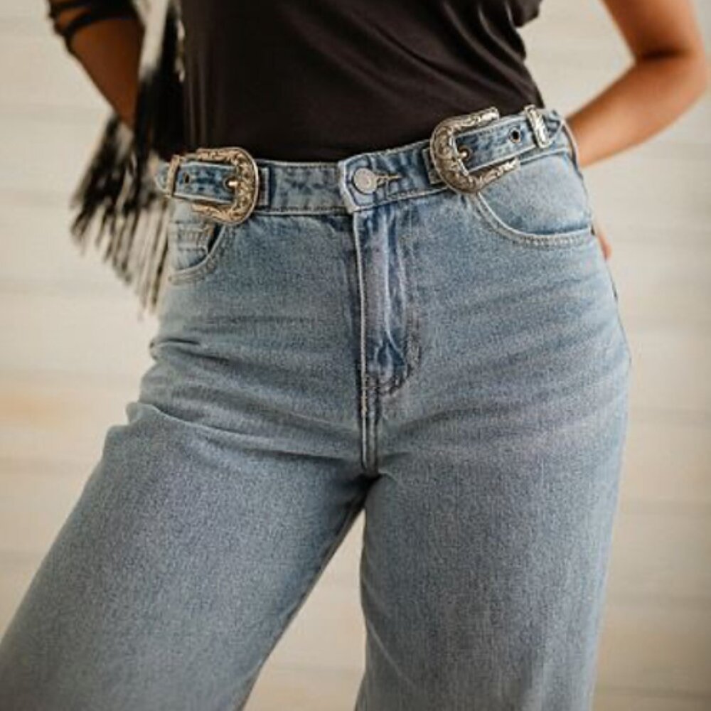Sterling & Stitch Buckle Ultra High Rise Wide Leg Jean Light Wash Women's 28 - Picture 5 of 16
